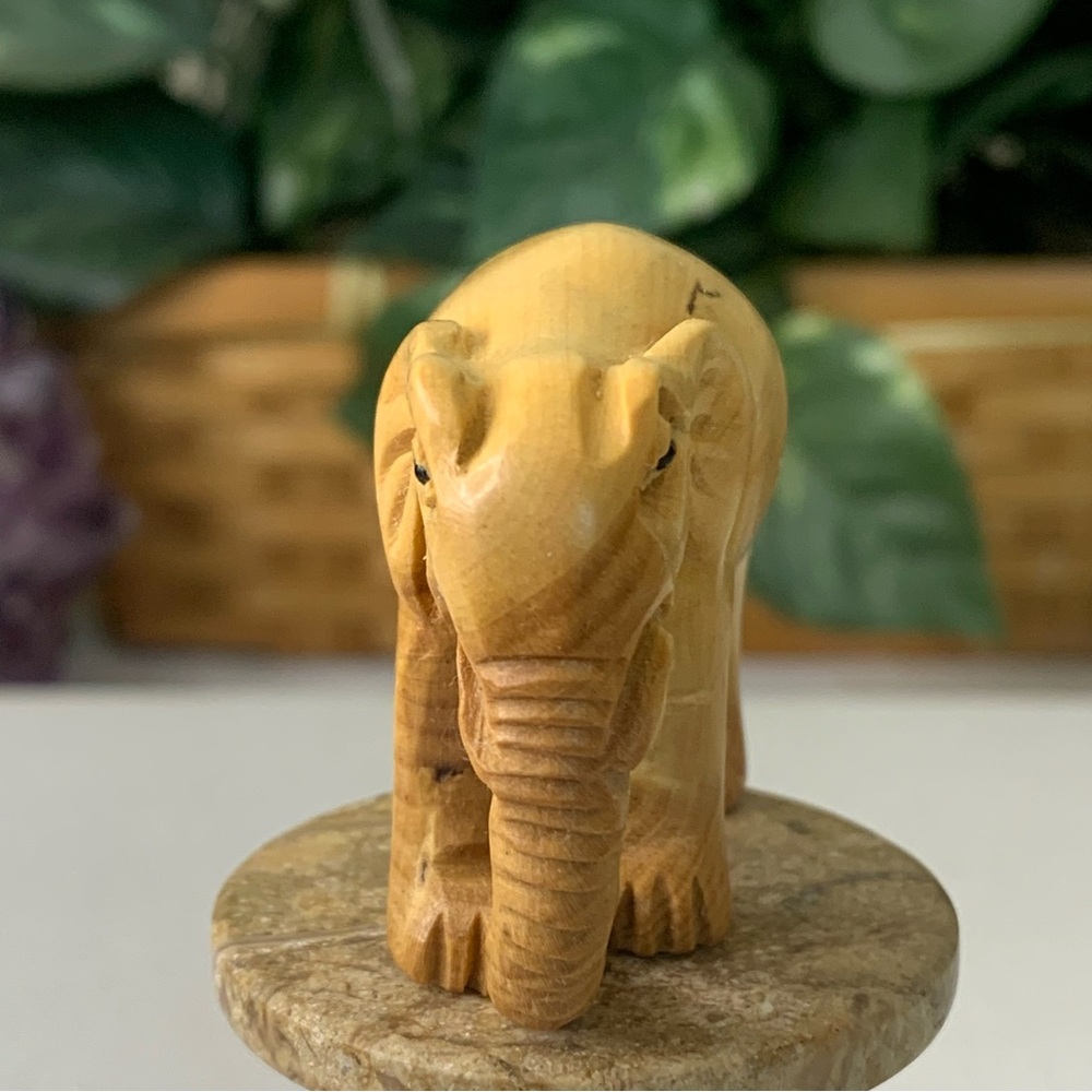 Vintage Boxwood Elephant Netsuke Hand Carved Wood Wild Animal Figurine Carving - Picture 3 of 11
